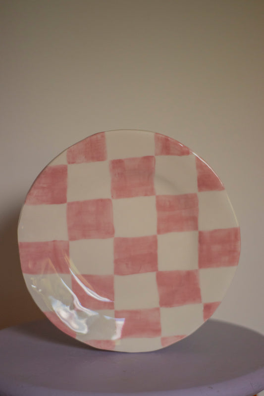 Piatto scacchi rosa
